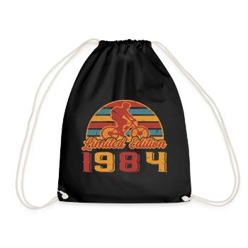 Cyclist Cyclist Mountain bike birthday 1984 - Drawstring Bag - black - Front