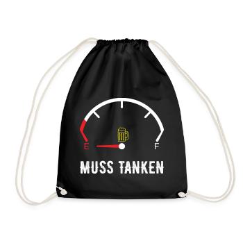 Bier Tanken - Turnbeutel - Schwarz - Vorne