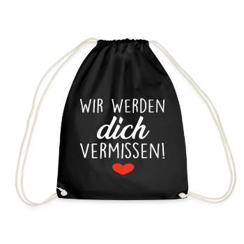 Wir Werden Dich Vermissen! Herz - Turnbeutel - Schwarz - Vorne