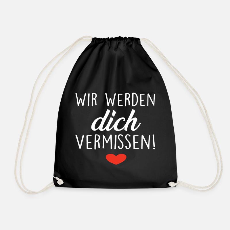 Wir Werden Dich Vermissen! Herz - Turnbeutel - Schwarz