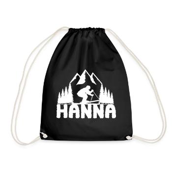 Skier First name Hanna Name Skier - Drawstring Bag - black - Front