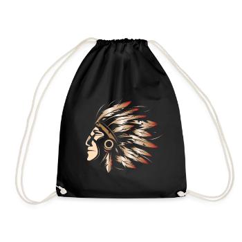 Indian Symbol Illustration Colors Chieftain icon - Drawstring Bag - black - Front