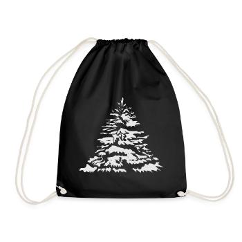 snow-covered Christmas tree or Christmas tree - Drawstring Bag - black - Front