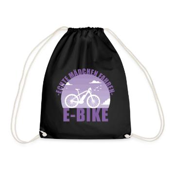 E-Bike Fahrrad E Bike Akku Geschenk - Turnbeutel - Schwarz - Vorne