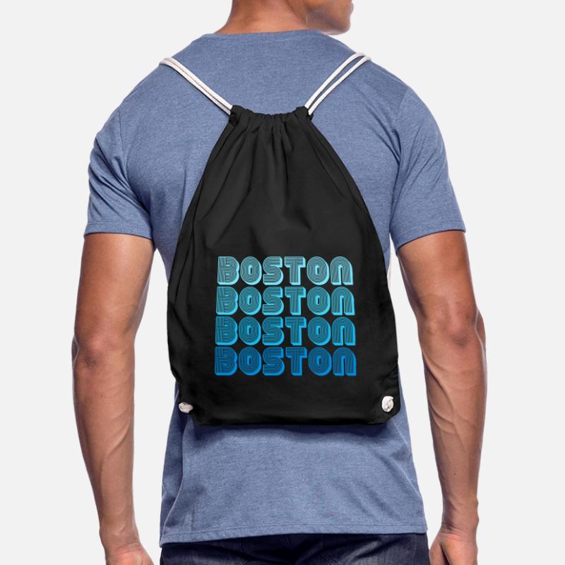 Boston Repeat Pattern Blue Gradient Drawstring Bag