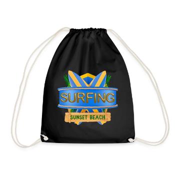 Hawaii, Surfing, Sunset Beach - Drawstring Bag - black - Front