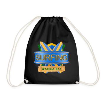 Hawaii, Surfing, Waimea Bay - Drawstring Bag - black - Front