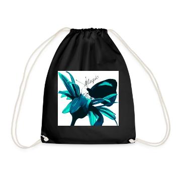 Teal Magic Flower Print - Drawstring Bag - black - Front