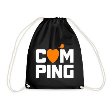 Camping Spatz Herz Camper coole Quotes Fan Urlaub - Turnbeutel - Schwarz - Vorne