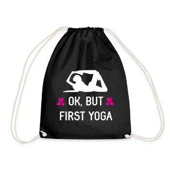 Ok, But First Yoga - Drawstring Bag - black - Front