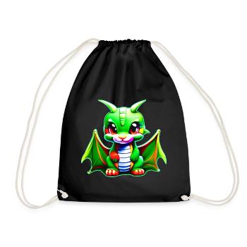 Effronté petit dragon fantaisiste vert mignon - Sac de sport léger - noir - Devant