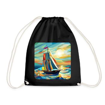 Navire et soleil - Sac de sport léger - noir - Devant