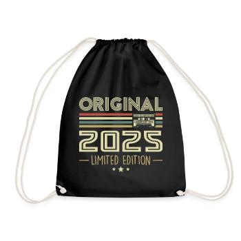 Jahrgang 2025 Original Vintage Retro Geburtstag - Turnbeutel - Schwarz - Vorne