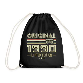 Vintage 1990er Jahre Original Vintage Retro Geburtstag - Turnbeutel - Schwarz - Vorne