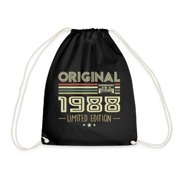 Jahrgang 1988 Original Vintage Retro Geburtstag - Turnbeutel - Schwarz - Vorne