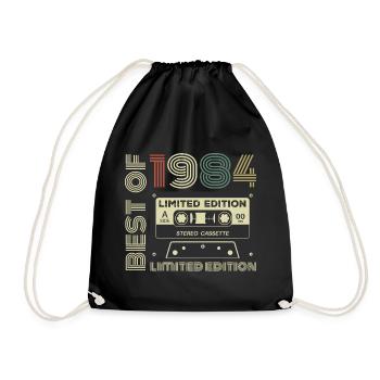 Jahrgang 1984 - 1984 Retro Geburtstagsgeschenk - Turnbeutel - Schwarz - Vorne