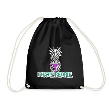I hate People Ananas im Tanga | Party - Turnbeutel - Schwarz - Vorne