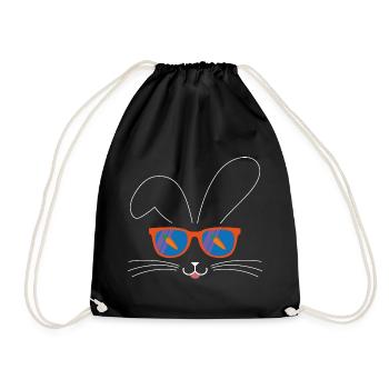 Osterhase lustig mit Sonnenbrille funny Bunny - Turnbeutel - Schwarz - Vorne