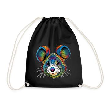 Graphic portrait of a mouse - Drawstring Bag - black - Front