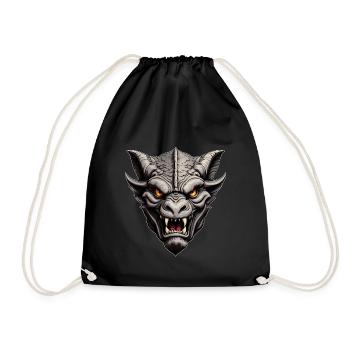 Portrait of a beautiful gargoyle - Drawstring Bag - black - Front