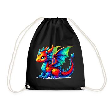 Dragon - Drawstring Bag - black - Front