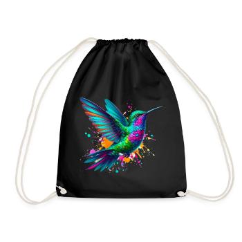 Hummingbird - Drawstring Bag - black - Front