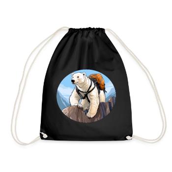 Polar Bear Hiking / Mountaineer Polar Bear - Drawstring Bag - black - Front