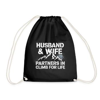 Fun Climbing Partnership for Couples - Drawstring Bag - black - Front