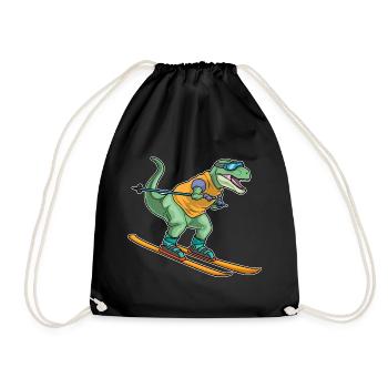 Tyrannosaurus Skifahrer Ski Wintersport - Turnbeutel - Schwarz - Vorne