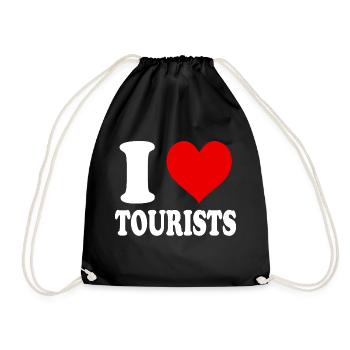 Ich liebe Touristen Touristenherz Reisespaß - Turnbeutel - Schwarz - Vorne