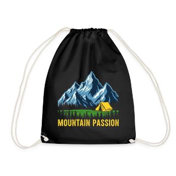 Mountain Passion - Outdoor Adventure Camping Mountains - Drawstring Bag - black - Front