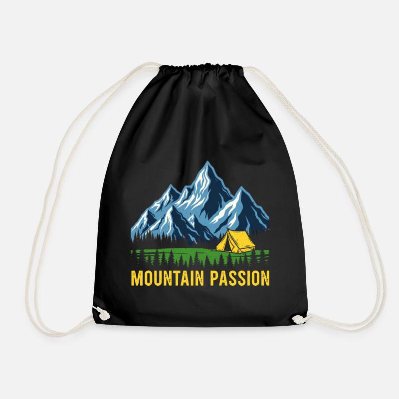 Mountain Passion - Outdoor Abenteuer Zelten Berge - Turnbeutel - Schwarz
