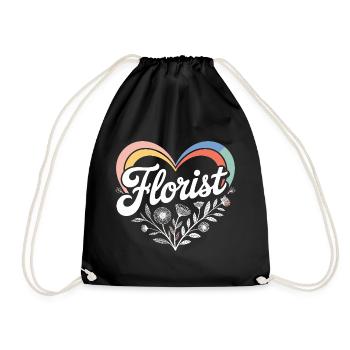 Florist Heart Design - Drawstring Bag - black - Front