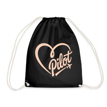 Pilot and Airplane - Drawstring Bag - black - Front