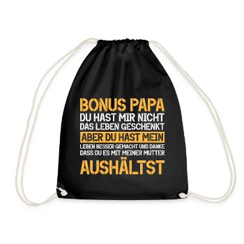 Bonus Dad Stepdad Father's Day Dad Paternity - Drawstring Bag - black - Front