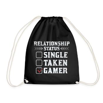 Gamer Beziehungsstatus Shirt - Turnbeutel - Schwarz - Vorne