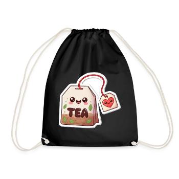 Kawaii Teebeutel Herzdesign - Turnbeutel - Schwarz - Vorne