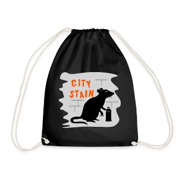 City Stain – rat graffiti - Drawstring Bag - black - Front
