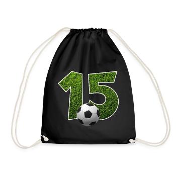 NR. 15 NUMMER 15 FUßBALL 15. GEBURTSTAG - Turnbeutel - Schwarz - Vorne