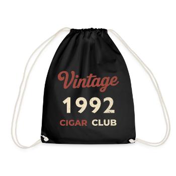 Vintage 1992 Cigar Club Retro Birth Year Gift - Drawstring Bag - black - Front
