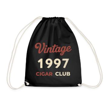 Vintage 1997 Cigar Club Retro Birth Year Gift - Drawstring Bag - black - Front