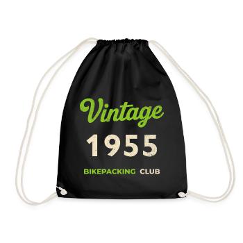 Vintage 1955 – Bikepacking Club Retro Geburtsjahr - Turnbeutel - Schwarz - Vorne