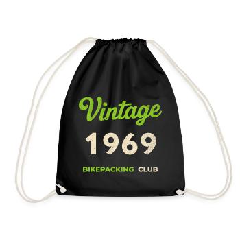 Vintage 1969 – Bikepacking Club Retro Geburtsjahr - Turnbeutel - Schwarz - Vorne