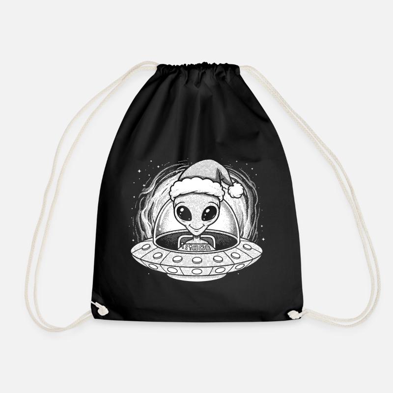 Winteralien im UFO Santa - Turnbeutel - Schwarz