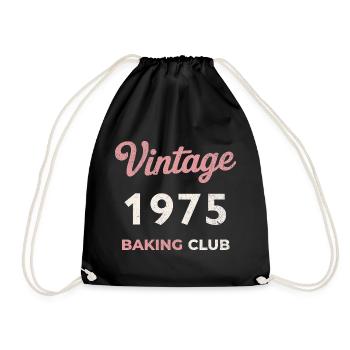 Vintage 1975 – Baking Club Retro Birth Year - Drawstring Bag - black - Front