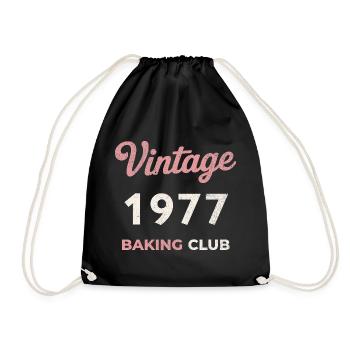 Vintage 1977 – Baking Club Retro Birth Year - Drawstring Bag - black - Front