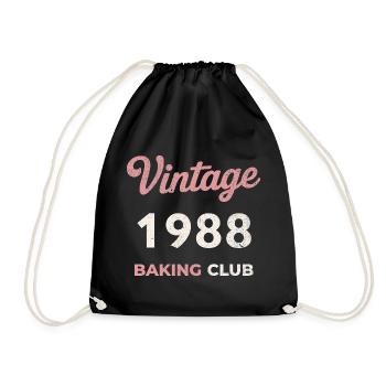 Vintage 1988 – Baking Club Retro Birth Year - Drawstring Bag - black - Front