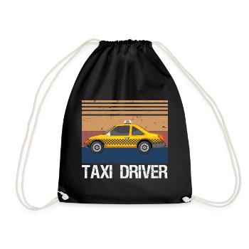 Taxi Cab Driver Vintage Checker Gift - Drawstring Bag - black - Front