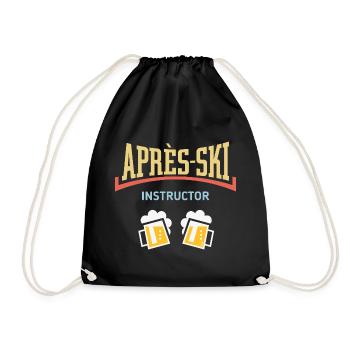 Après-Ski Instructor (Bier Apres Ski Konkav / 5C) - Turnbeutel - Schwarz - Vorne