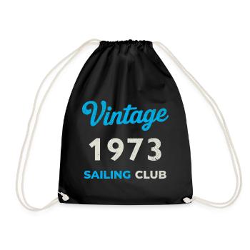 Vintage 1973 – Sailing Club Retro Birth Year - Drawstring Bag - black - Front